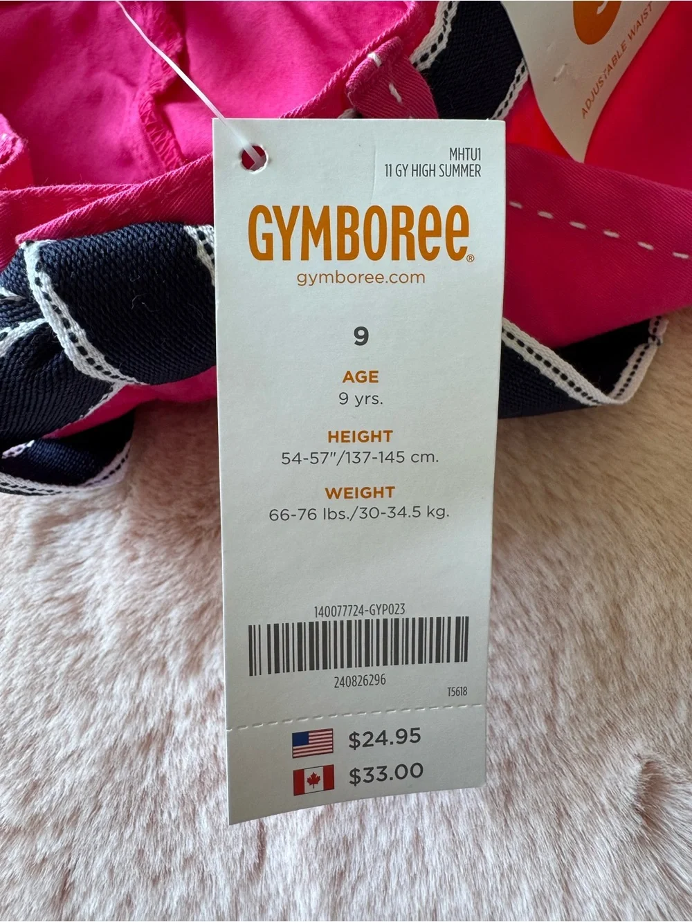 NWT Gymboree Belted Pickstitch Pleated Hot Pink Shorts Size 9 Cape Cod Cutie